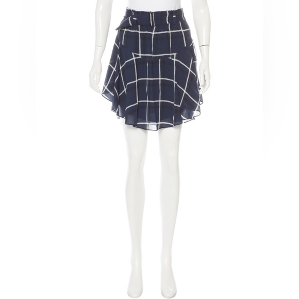 A.L.C. Asymmetrical Navy Plaid Mini Skirt
